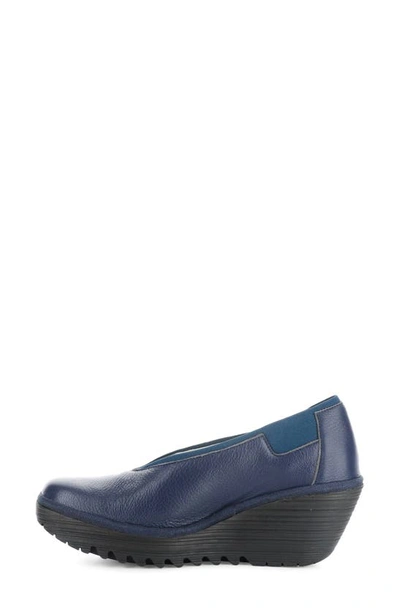 Shop Fly London Yoza Wedge Ballet Shoe In Ocean Mousse