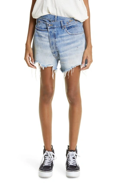 Shop R13 Crossover Denim Shorts In Turner Blue