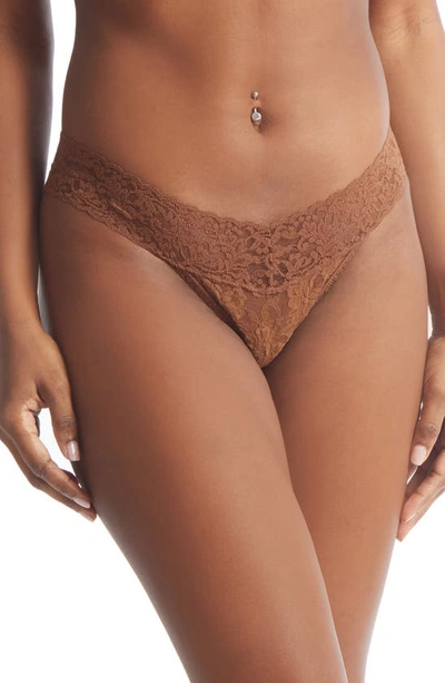Shop Hanky Panky Signature Lace Low Rise Thong In Macchiato