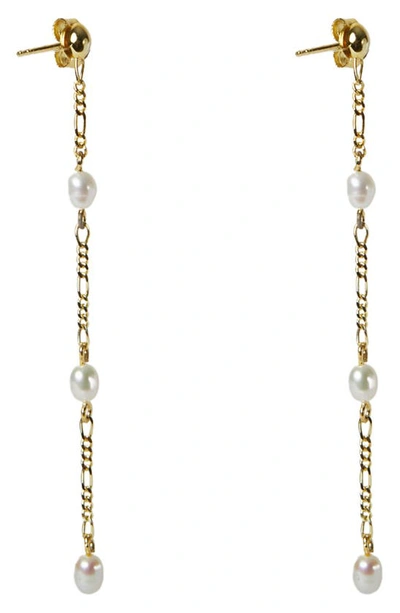 Argento Vivo Freshwater Pearl Station Drop Earrings In Gold