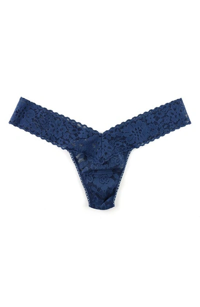 Shop Hanky Panky Daily Lace Low Rise Thong In Nightshade (blue)