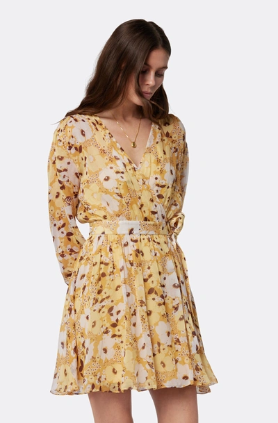 Shop Joie Clara Mini Silk Dress In Yellow