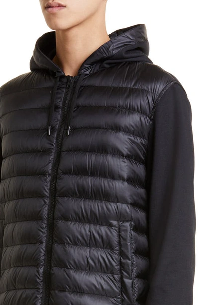 Shop Herno Quilted Down & Fleece Hooded Jacket In 9300-nero