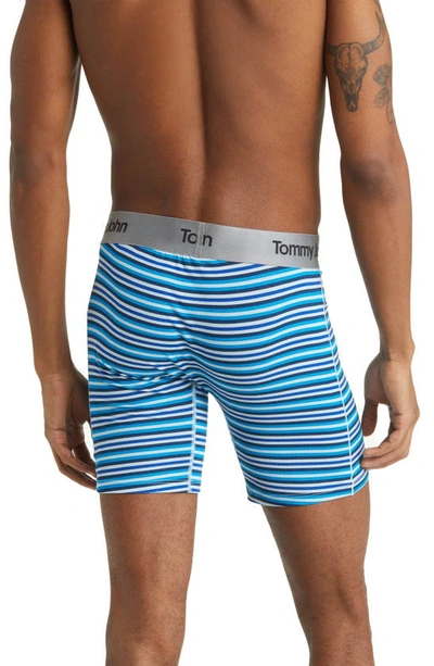 Shop Tommy John Second Skin 6-inch Boxer Briefs In Crystal Blue Globe Stripe