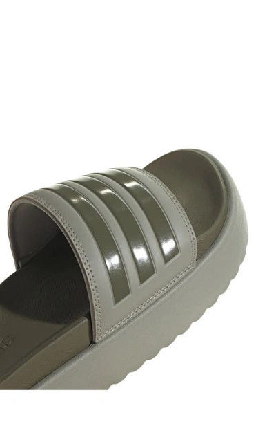 Shop Adidas Originals Adilette Sandal In Silver / Olive/ Silver Pebble