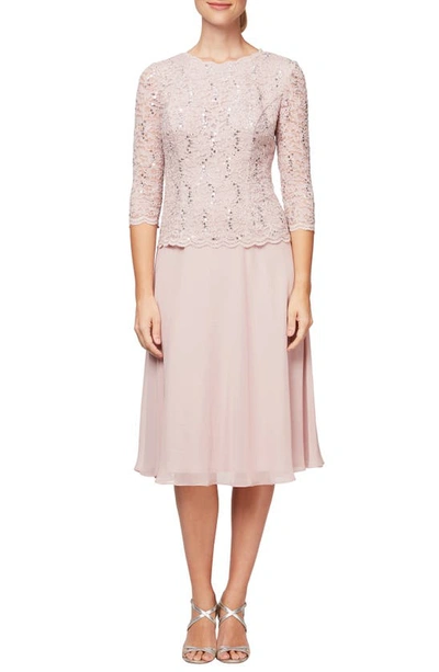 Shop Alex Evenings Faux Two-piece Cocktail Dress In Shell Pink