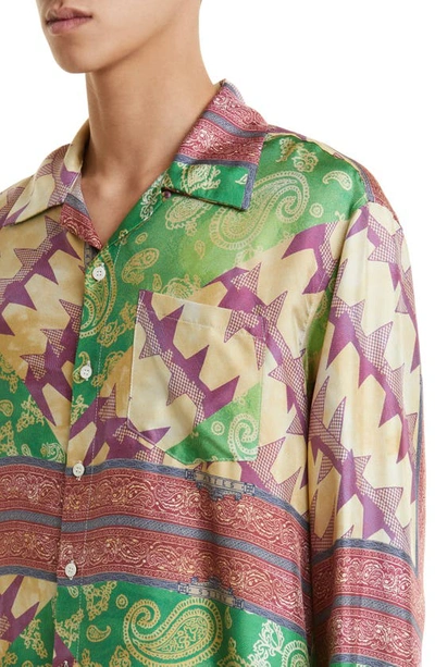 Shop Aries Scarf Print Silk Button-up Camp Shirt In Mlt Multi