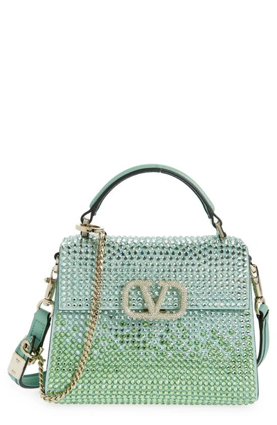 Valentino Garavani, Vsling Small Swarovski Crystal-embellished  Textured-leather Shoulder Bag, Neutrals, One size
