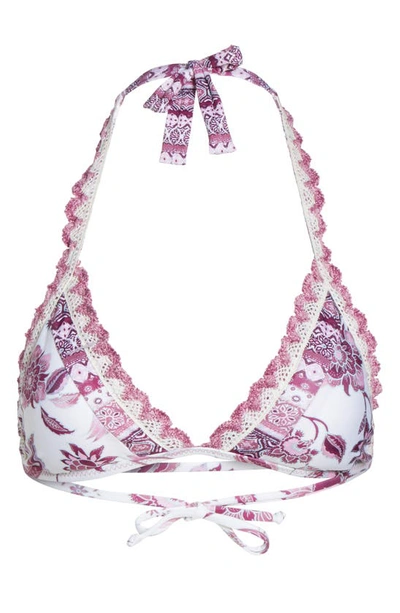 Shop Becca Tahiti Halter Bikini Top In White/ Pink Multi
