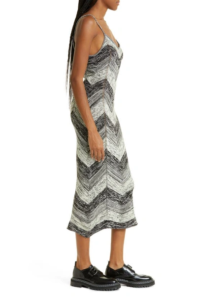 Marled-stripe Knitted Silk-blend Maxi Dress In Butter Cream Black