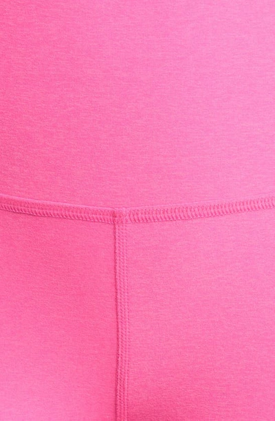 Shop Beyond Yoga Keep Pace Space Dye Bike Shorts In Pink Hype Heather