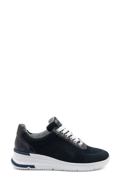 Ara Nassau Ii Knit Wedge Sneaker In Navy Woven Stretch