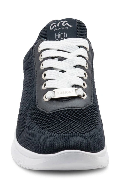 Ara Nassau Ii Knit Wedge Sneaker In Navy Woven Stretch