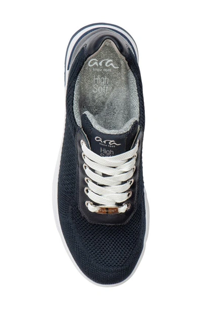 Shop Ara Nassau Ii Knit Wedge Sneaker In Navy Woven Stretch