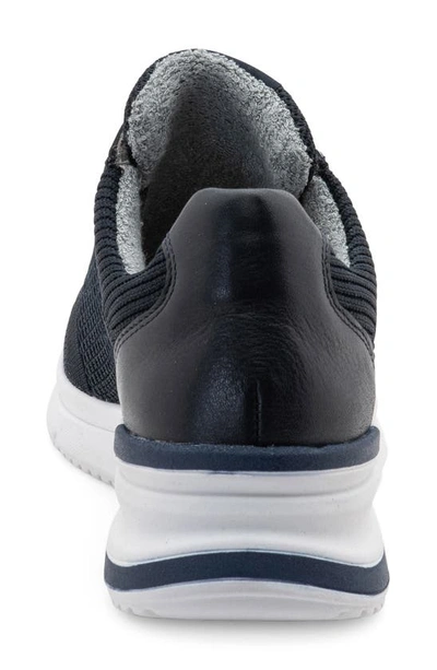 Ara Nassau Ii Knit Wedge Sneaker In Navy Woven Stretch