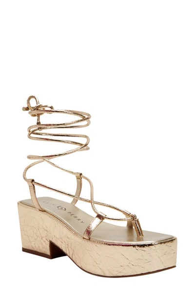 Shop Katy Perry The Busy Bee Ankle Wrap Platform Sandal In Gold