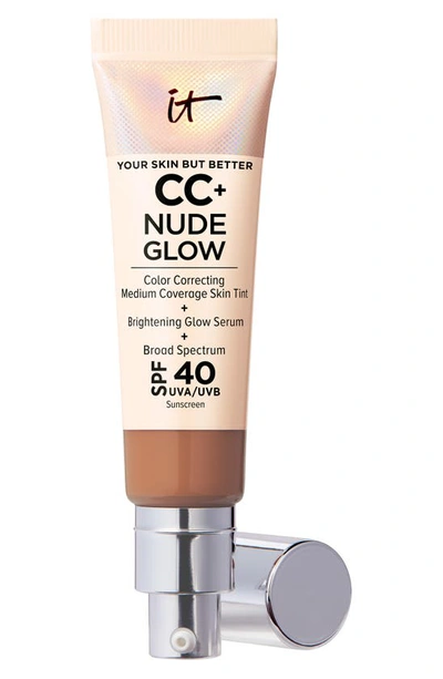 It Cosmetics Cc+ Nude Glow Lightweight Foundation + Glow Serum With Spf 40 And Niacinamide Rich Honey 1.1 oz / 32 In Rich Honey