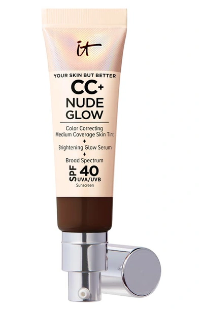 It Cosmetics Cc+ Nude Glow Lightweight Foundation + Glow Serum With Spf 40 And Niacinamide Deep Mocha 1.1 oz / 32 In Deep Mocha