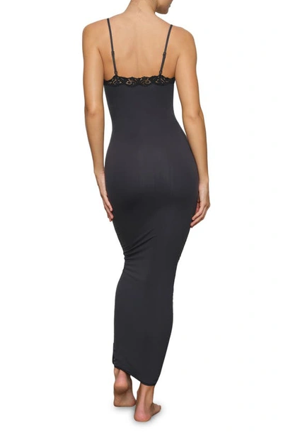 Shop Skims Fits Everybody Lace Long Slipdress In Onyx