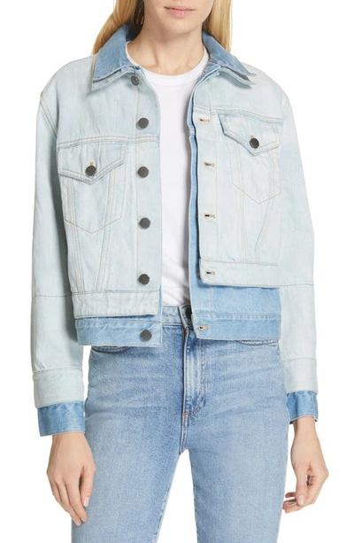Shop Alice And Olivia Two-tone Double Denim Jacket In Spring Personality