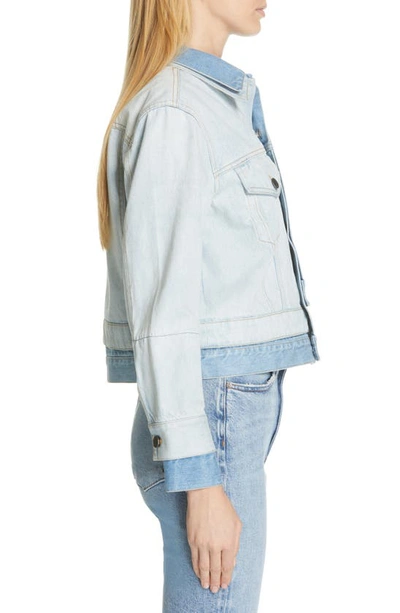 Shop Alice And Olivia Two-tone Double Denim Jacket In Spring Personality