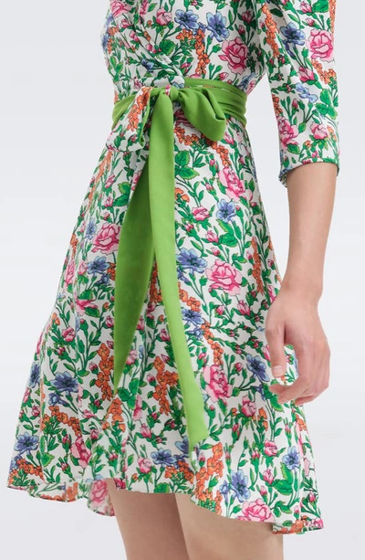 Shop Diane Von Furstenberg Charlene Floral Print Tie Waist Long Sleeve Dress In Vintage Floral Ivory
