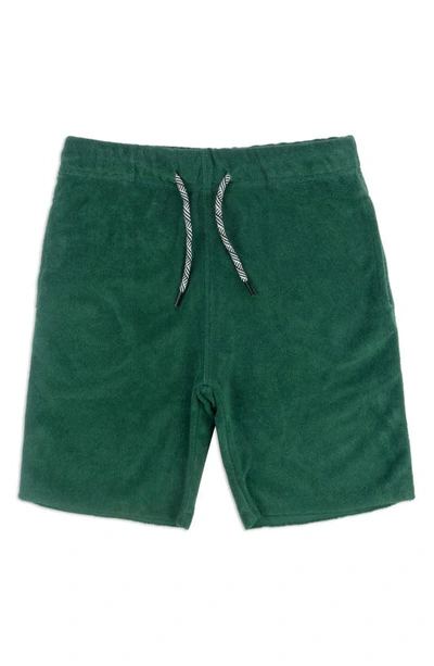 Shop Appaman Kids' Velour Drawstring Shorts In Forest