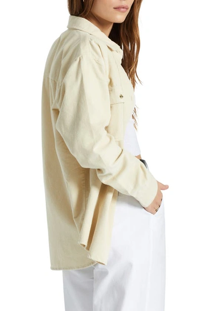 Brixton Bowery Oversize Corduroy Shirt Jacket In Whitecap
