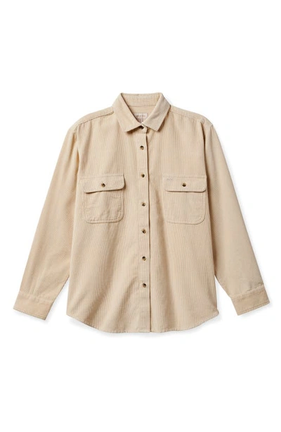 Brixton Bowery Oversize Corduroy Shirt Jacket In Whitecap