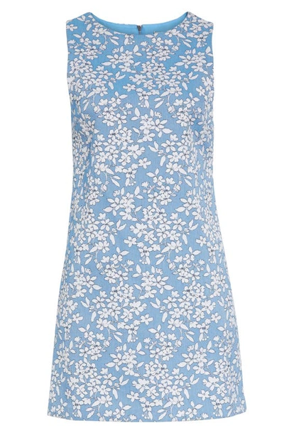 Shop Alice And Olivia Clyde A-line Minidress In Cornflower/ White
