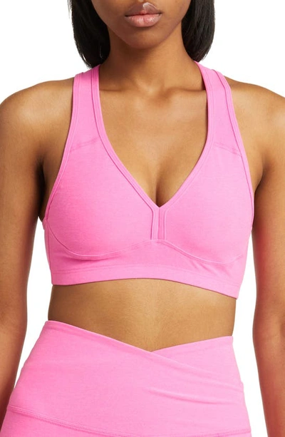 Shop Beyond Yoga Lift Your Spirits Sports Bra In Pink Hype Heather