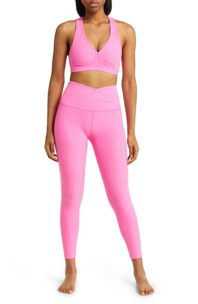 Shop Beyond Yoga Lift Your Spirits Sports Bra In Pink Hype Heather