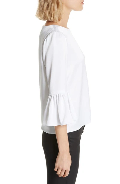 Shop Alice And Olivia Bernice Ruffle Sleeve Blouse In White