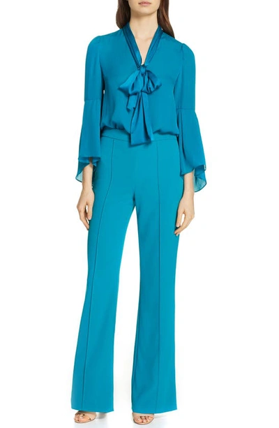 Shop Alice And Olivia Jalisa High Waist Flare Pants In Teal