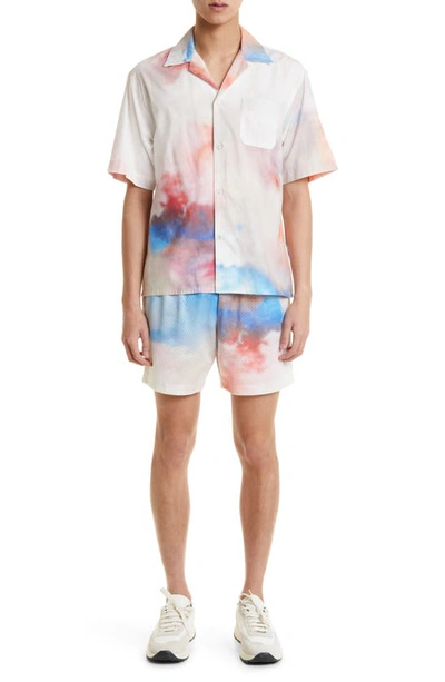 Shop John Elliott Practice Print Mesh Shorts In Birds Eye