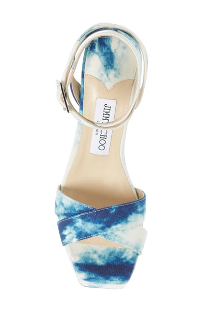 Shop Jimmy Choo Gaia Tie Dye Denim Ankle Wrap Platform Sandal In Latte Mix