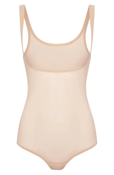 Wolford Formfitting Sheer Tulle Bodysuit In Nude