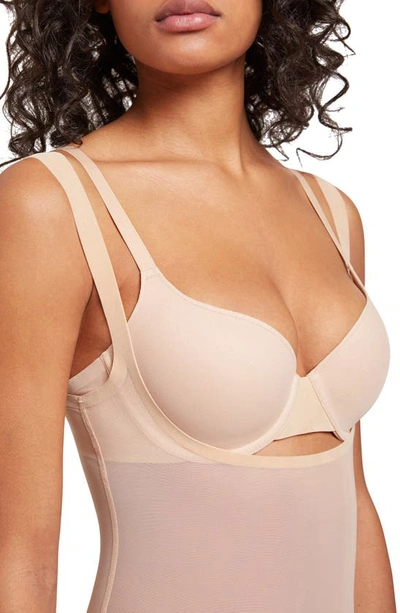 Wolford Formfitting Sheer Tulle Bodysuit In Nude