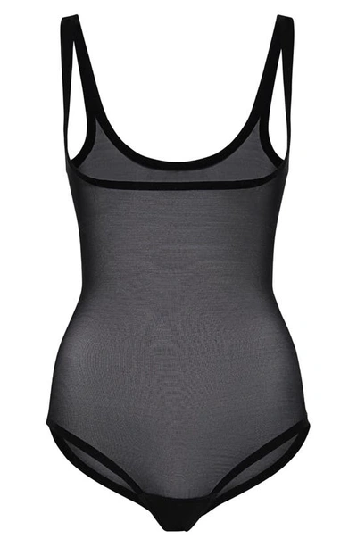 Wolford Formfitting Sheer Tulle Bodysuit In Black