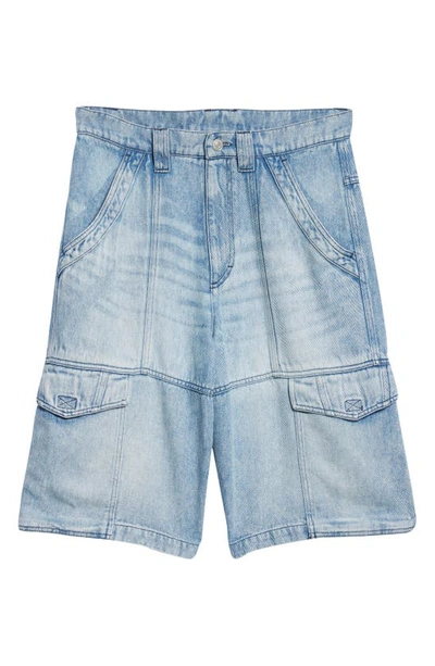 Shop Isabel Marant Timy Fluid Denim Cargo Shorts In Light Blue