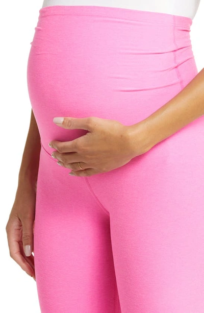Shop Beyond Yoga Empire Waist Maternity Leggings In Pink Hype Heather