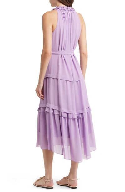 Shop Kobi Halperin Vale Tie Waist Sleeveless Dress In Lavender