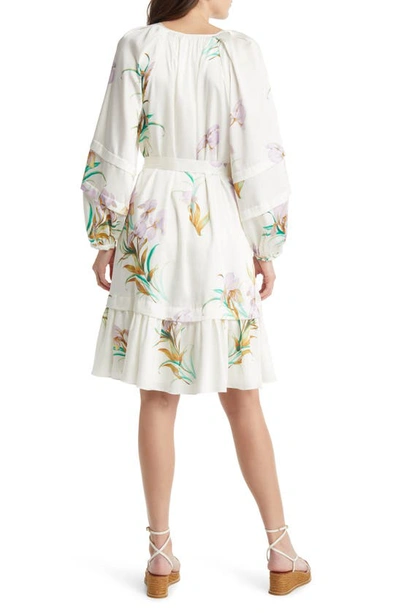 Shop Kobi Halperin Trace Floral Tie Waist Dress In Ivory Multi