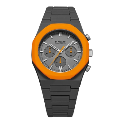 Shop D1 Milano Watch Polychrono 40.5mm In Grey/orange