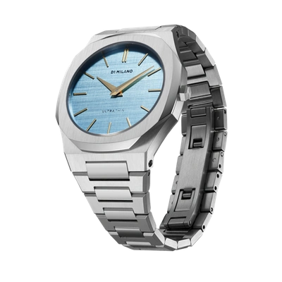 Shop D1 Milano Watch Ultra Thin Bracelet 34mm In Blue/silver