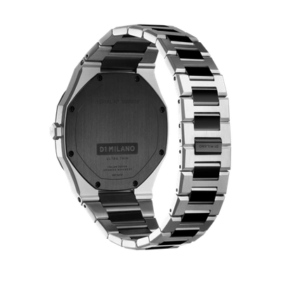 Shop D1 Milano Watch Ultra Thin Bracelet 38mm In Gun Metal/silver