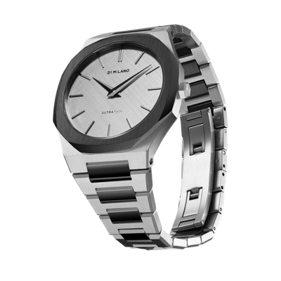 Shop D1 Milano Watch Ultra Thin Bracelet 38mm In Gun Metal/silver