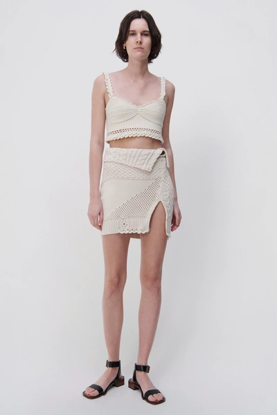 Shop Jonathan Simkhai Fina Patchwork Wrap Skirt In Cream