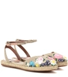 Tabitha Simmons Natural Linen Embroidered Dotty Meadow Espadrille In Eatural