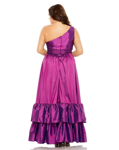 Shop Mac Duggal One Shoulder Asymmetrical Ruffle Hem Gown In Ultra Violet
